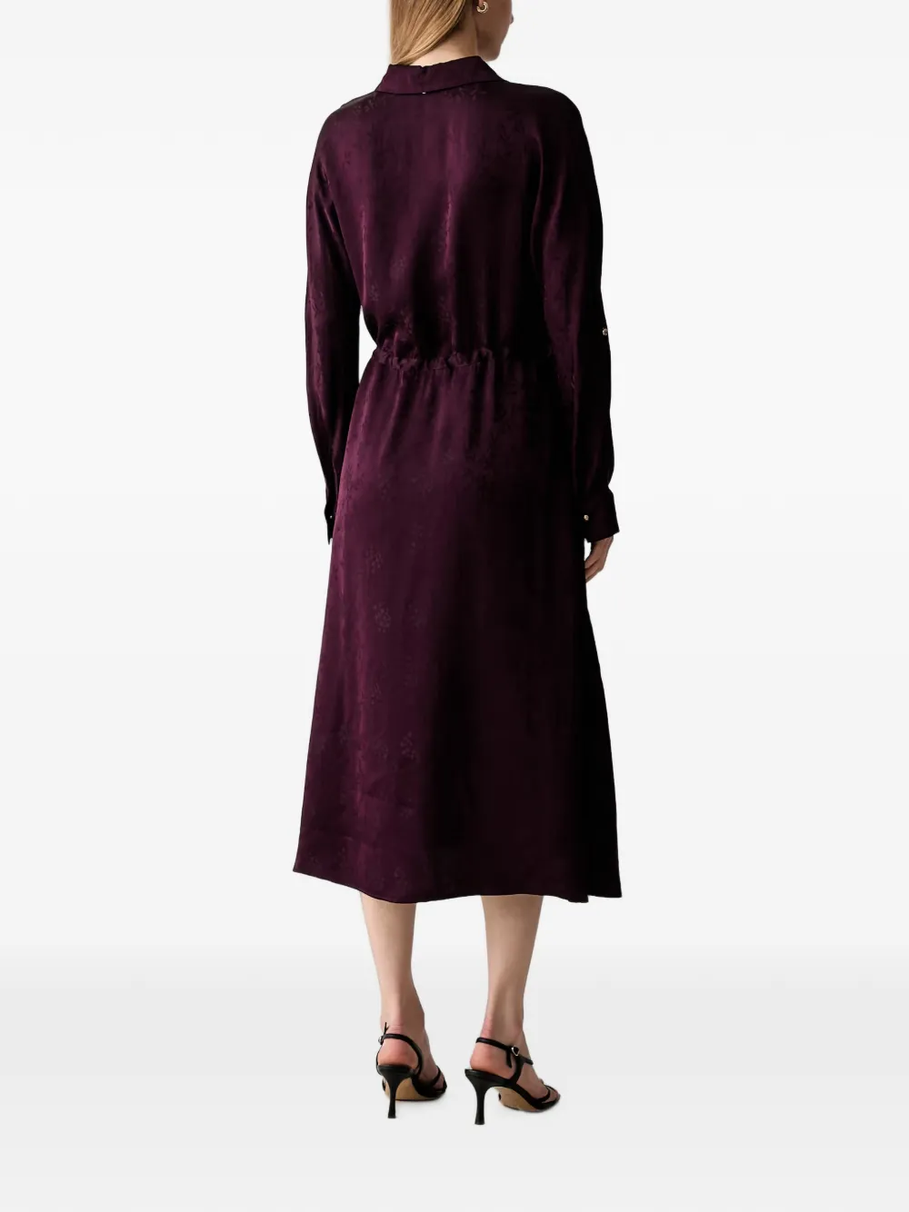 LIU JO Midi-jurk met trekkoordtaille en bloemen-jacquard Paars