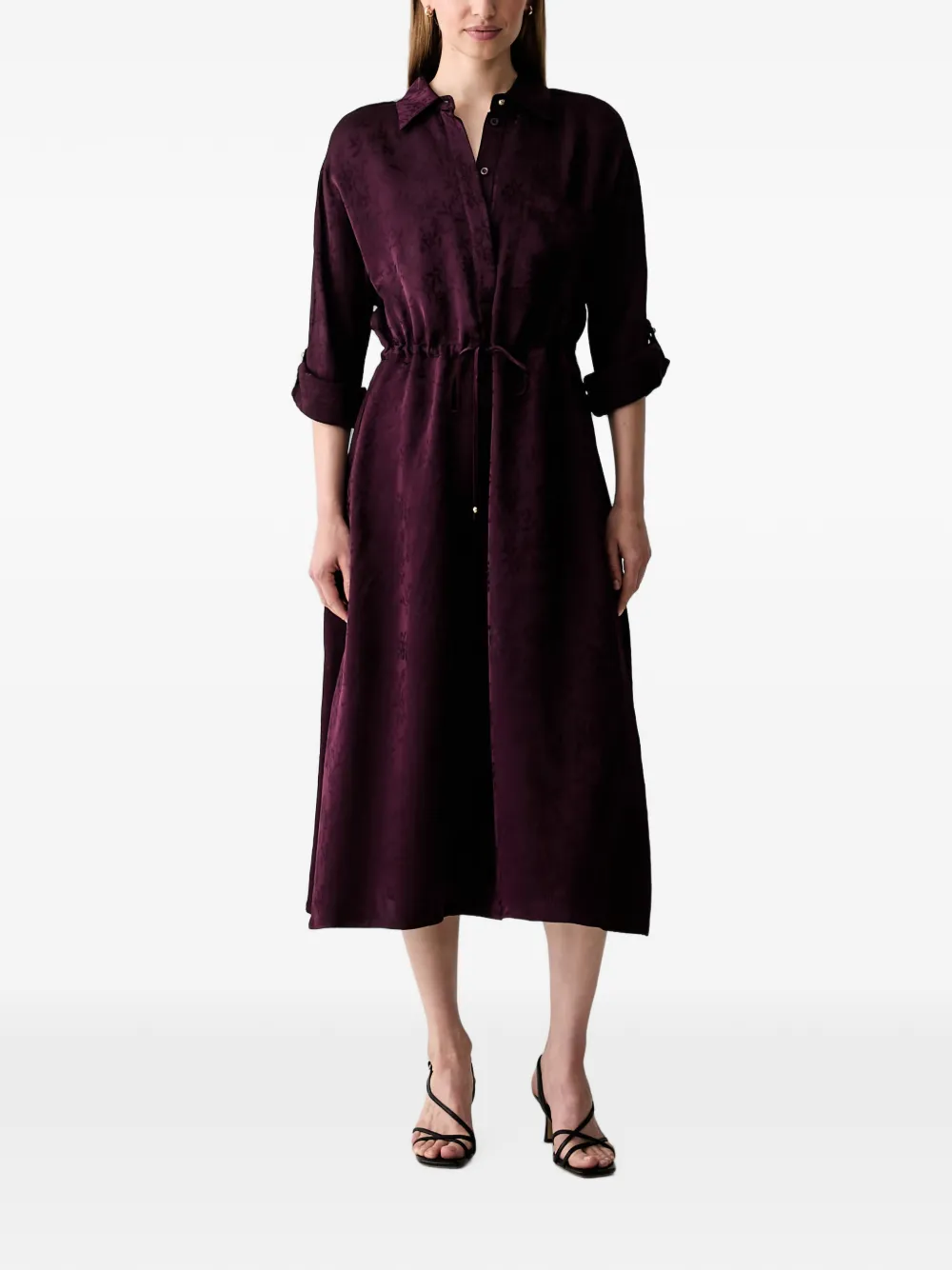 LIU JO floral-jacquard drawstring-waist MIDI dress - Violett