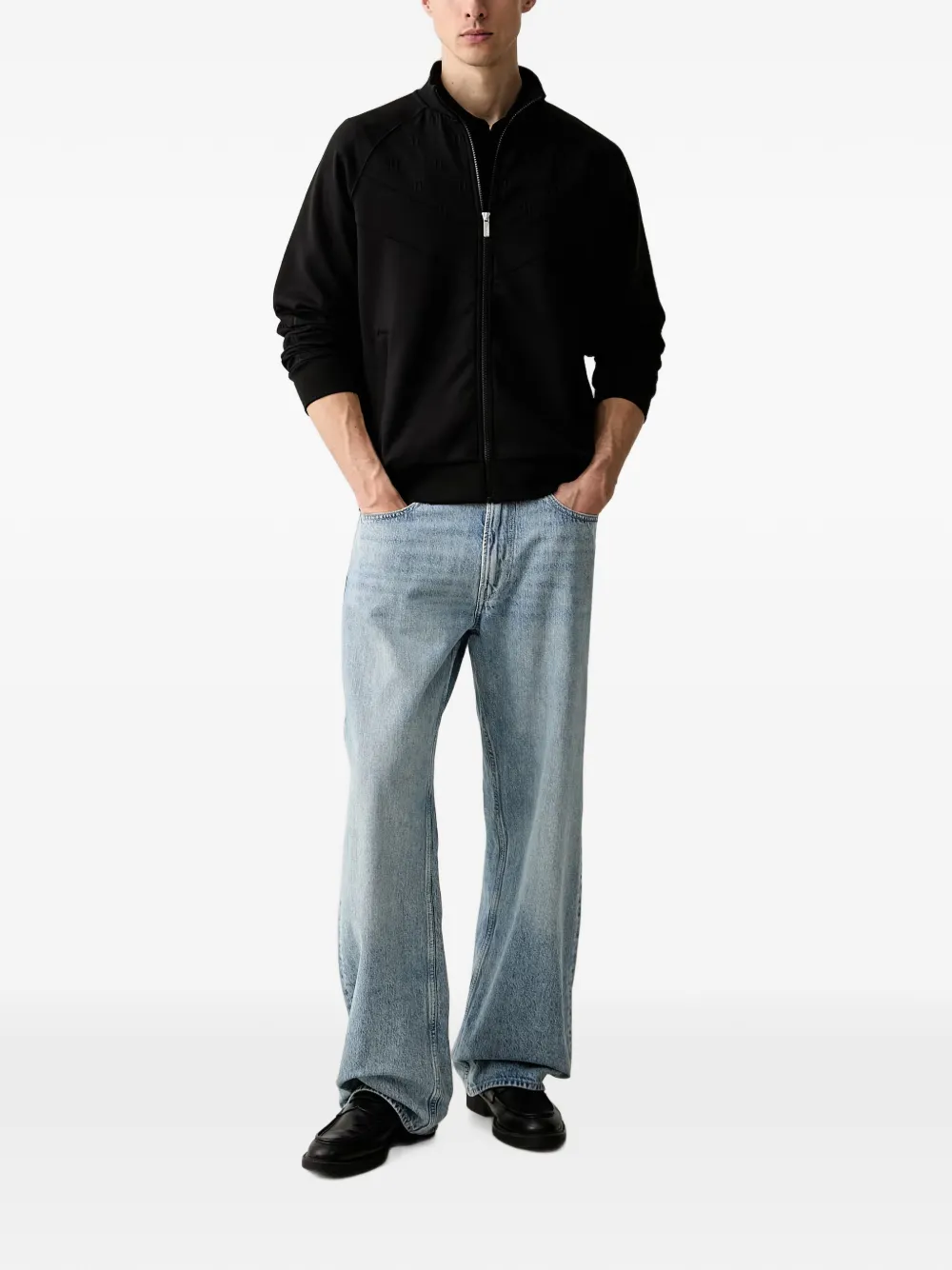 Karl Lagerfeld Sweater met monogram-patroon en rits Zwart