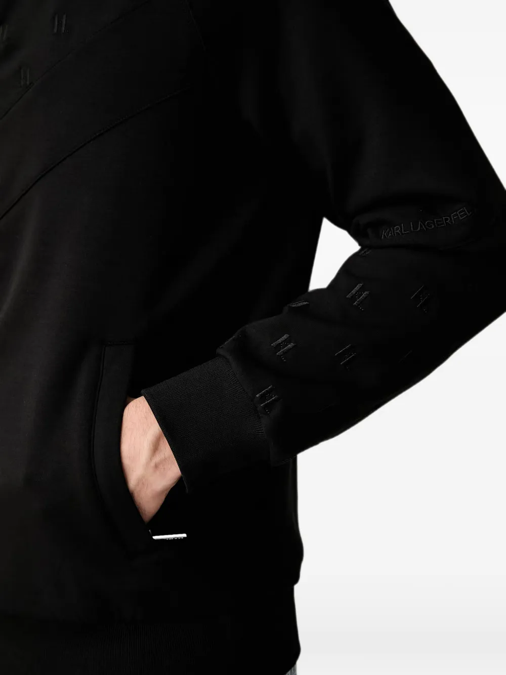 Karl Lagerfeld Sweater met monogram-patroon en rits Zwart