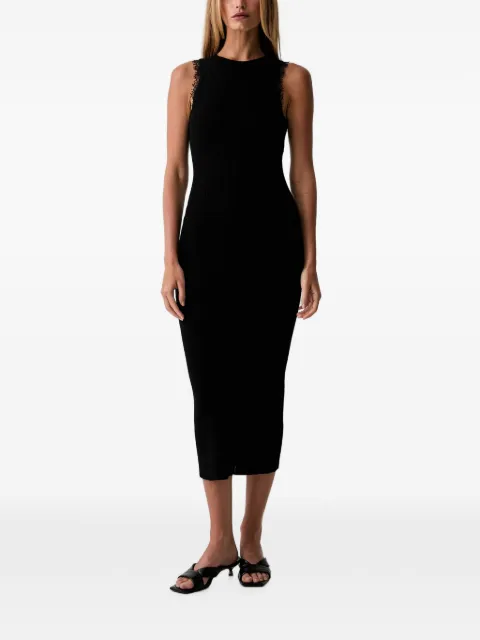 TWINSET midi lace-trim ribbed-knit dress