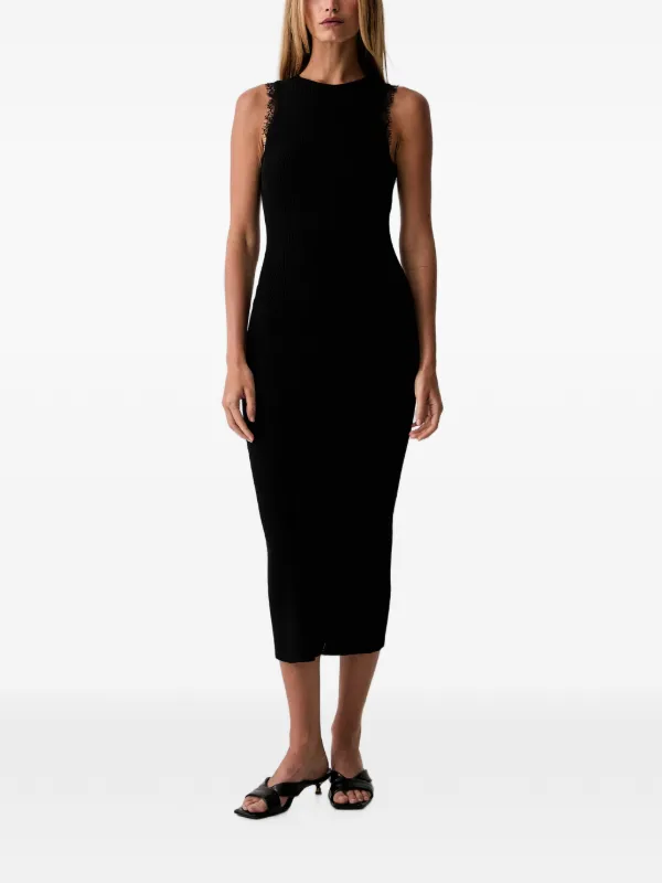 black knitted dress midi Twinset Vestiti formal black midi dress