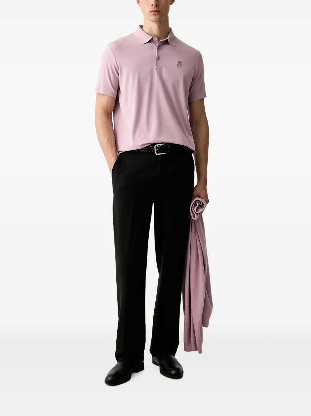 Karl Lagerfeld logo-embroidered polo shirt Roze