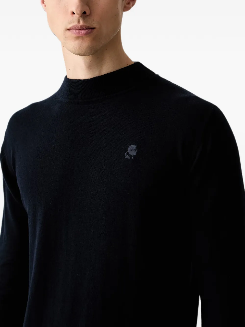 Karl Lagerfeld logo-embroidered sweater Blauw