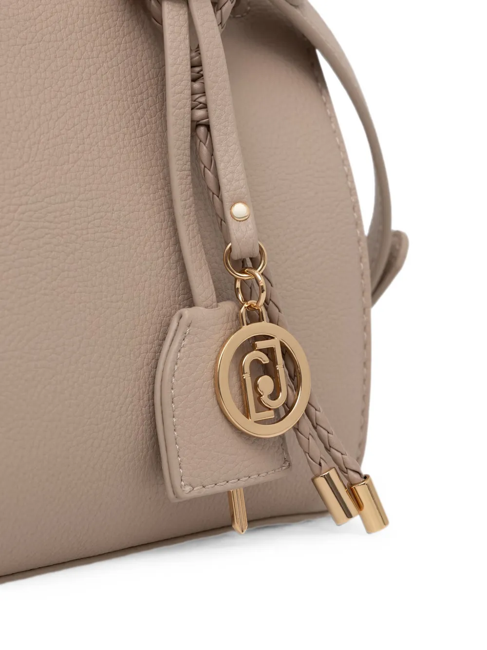 LIU JO Shopper met logoplakkaat en gevlochten handvat Beige