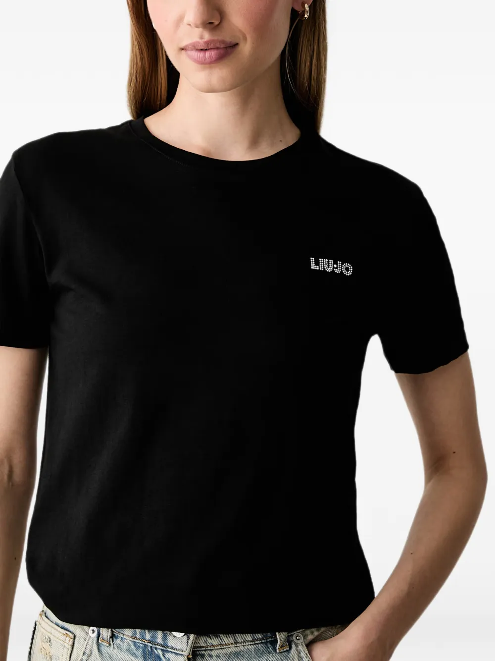 LIU JO T-shirt met logo van stras Zwart
