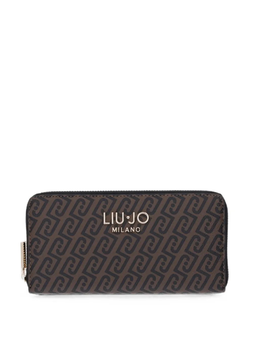 LIU JO monogram-pattern zip-around wallet - Braun