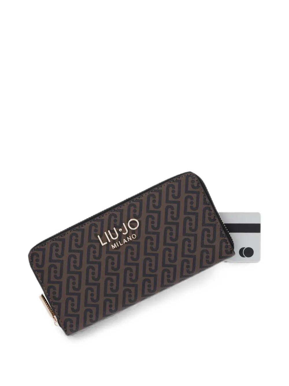 LIU JO Portemonnee met monogram-print en rits Bruin
