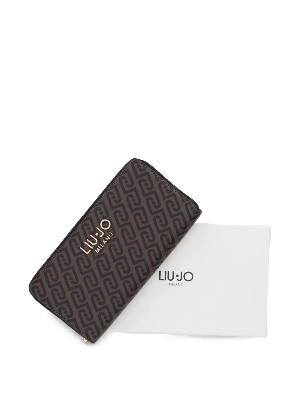 LIU JO Portemonnee met monogram-print en rits Bruin