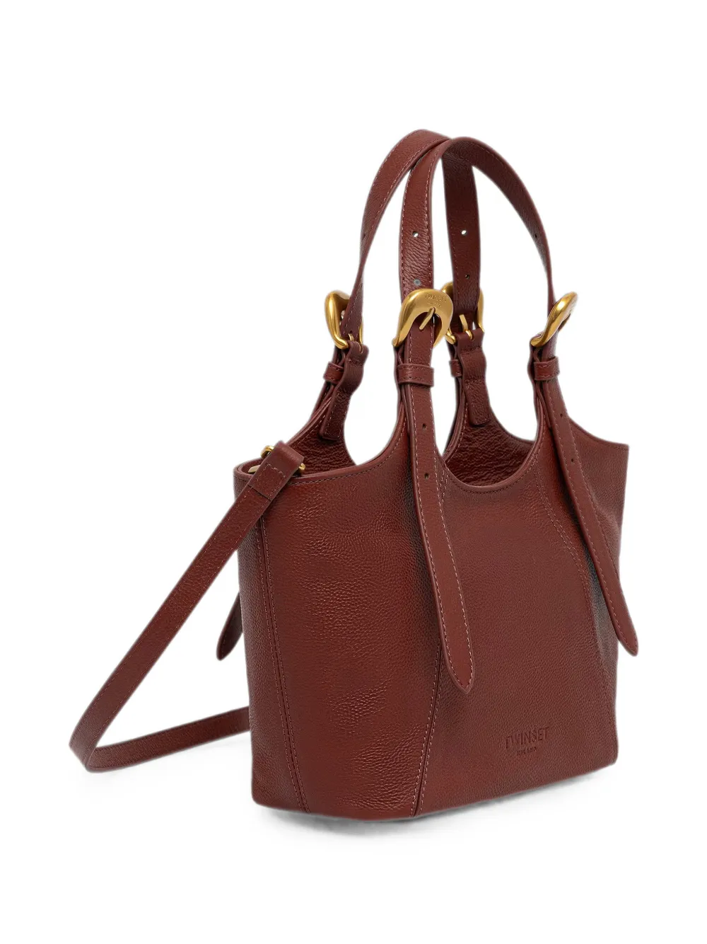 TWINSET buckle-detail pebbled leather tote bag Rood