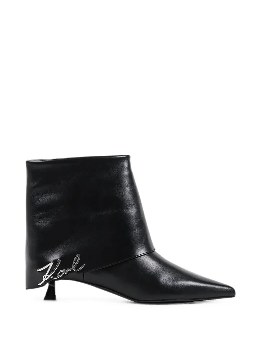 Karl Lagerfeld logo-plaque pointed-toe ankle boots Zwart