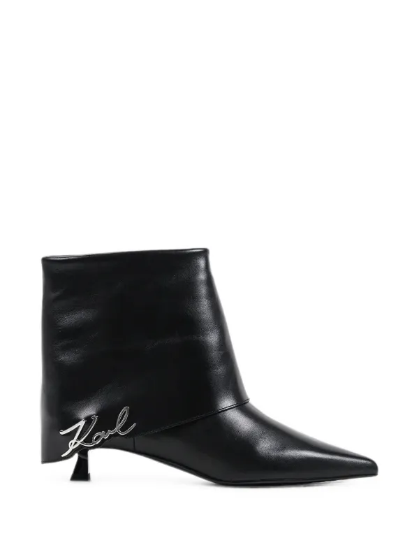 Karl Lagerfeld ロゴプレート アンクルブーツ | ブラック | FARFETCH JP