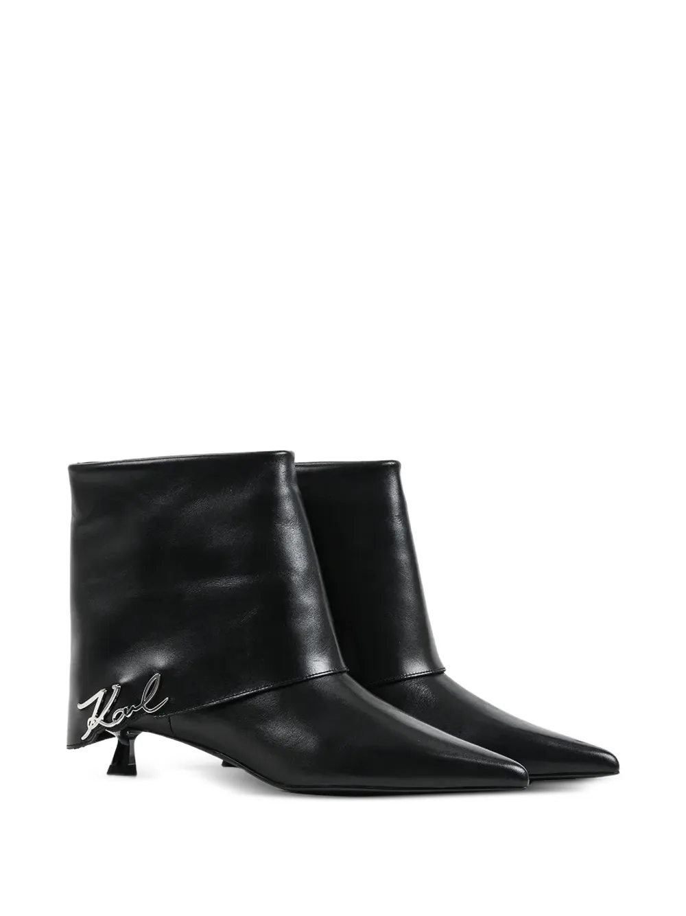 Karl Lagerfeld logo-plaque pointed-toe ankle boots Zwart