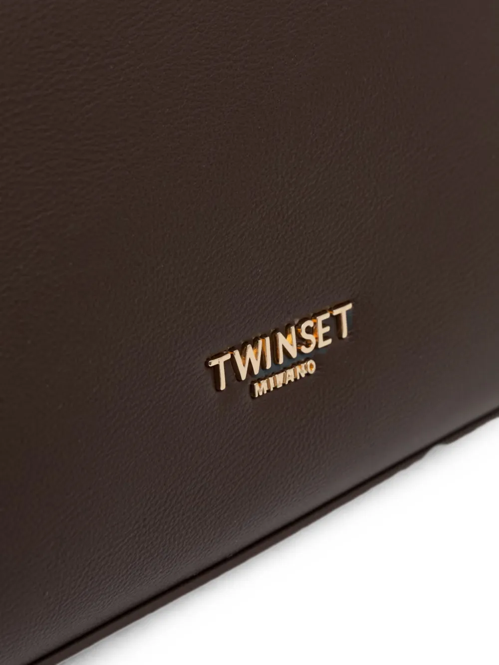 TWINSET Shopper met omwikkeld detail en logo-plakkaat Bruin