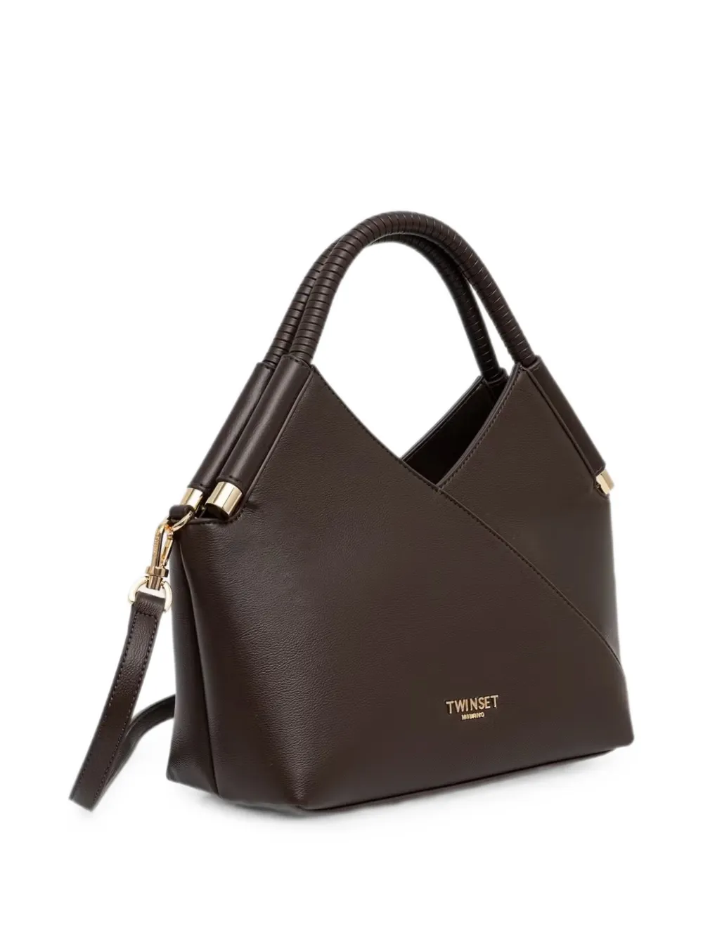 TWINSET Shopper met omwikkeld detail en logo-plakkaat Bruin