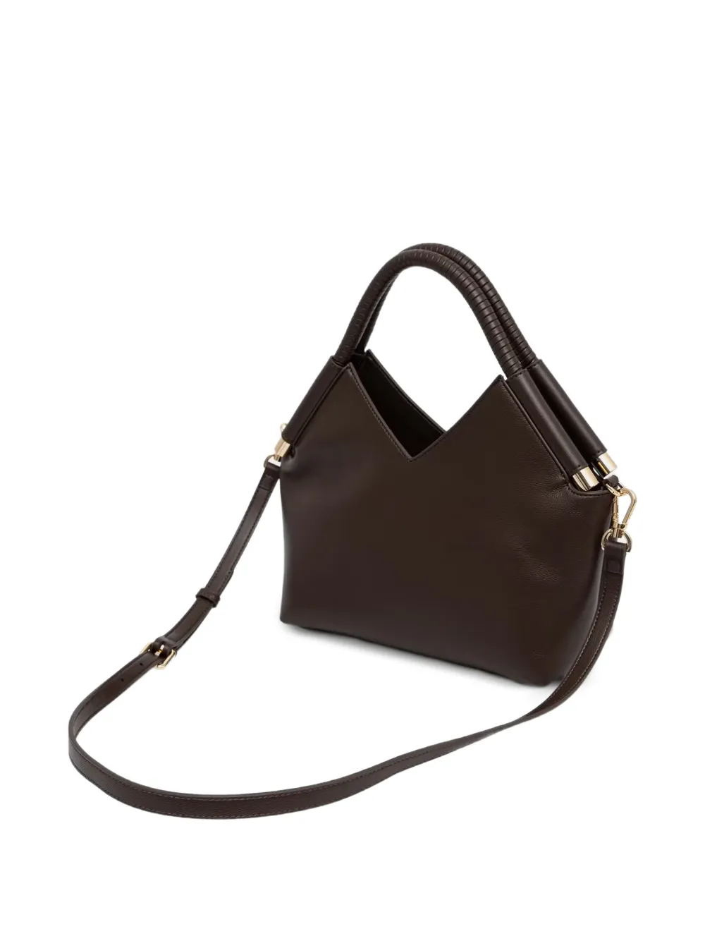 TWINSET Shopper met omwikkeld detail en logo-plakkaat Bruin