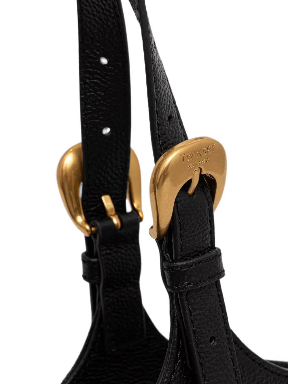 TWINSET buckle-detail pebbled tote bag Zwart
