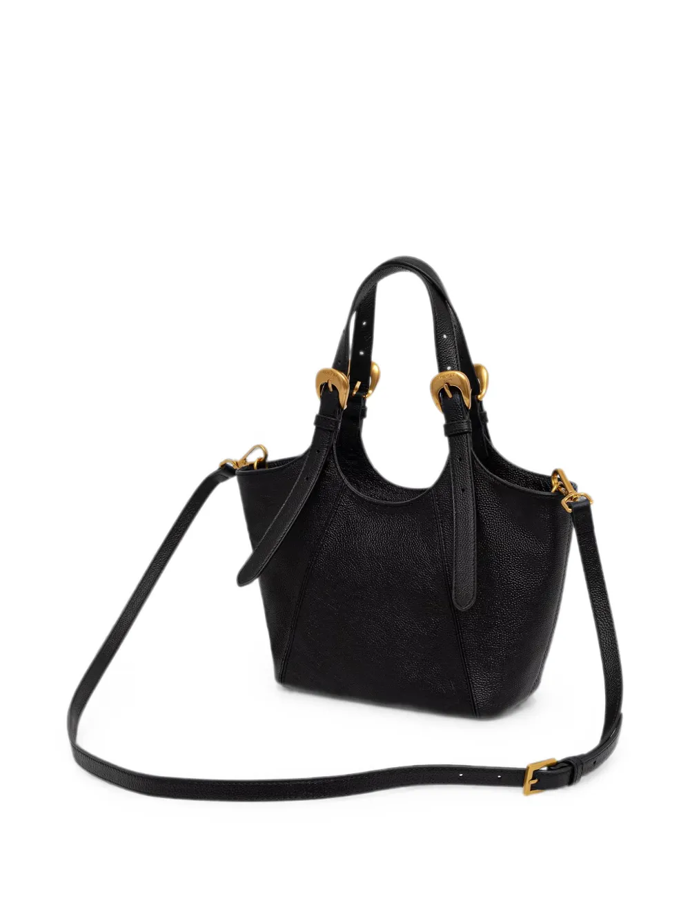 TWINSET buckle-detail pebbled tote bag Zwart