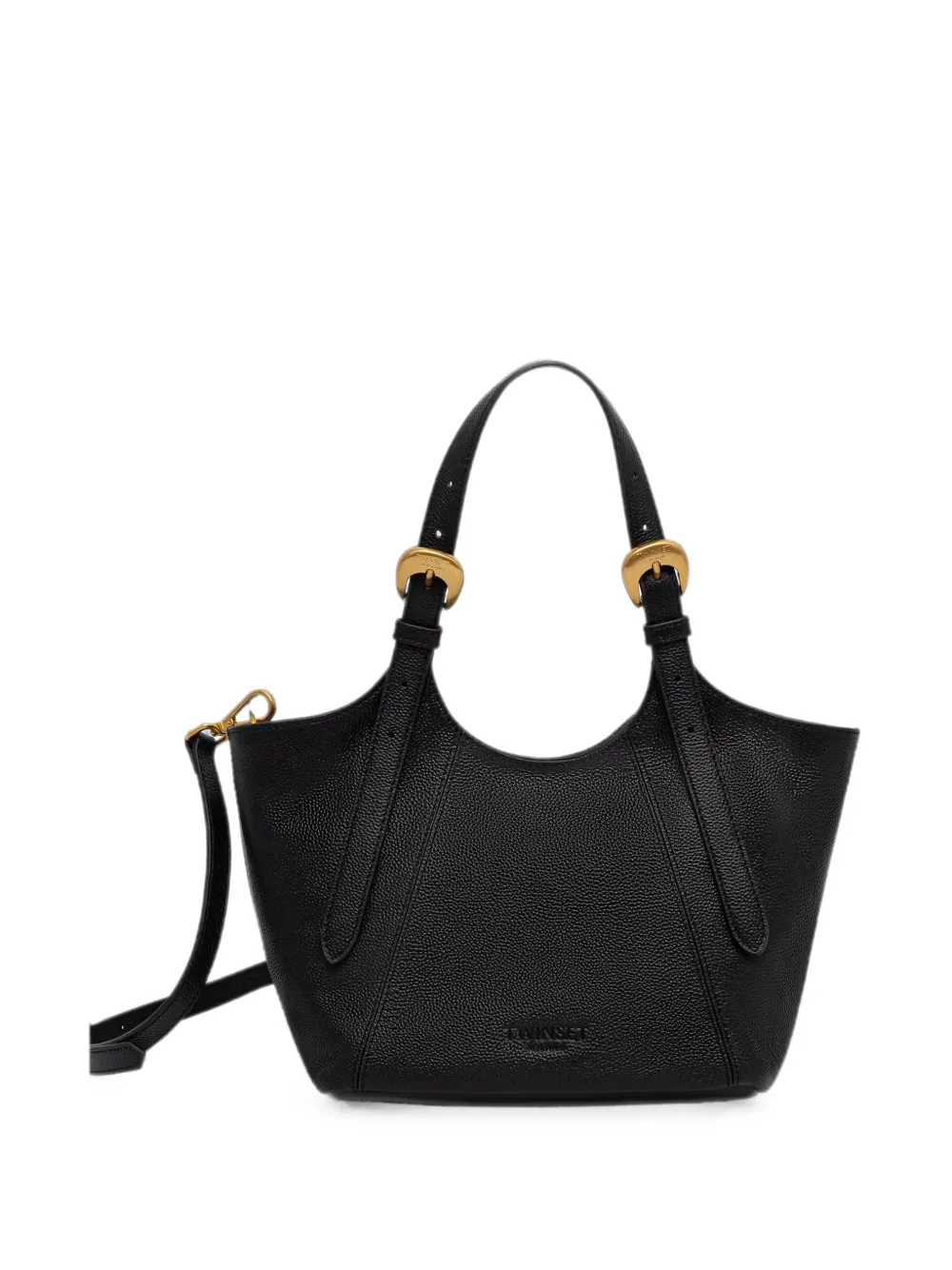 TWINSET buckle-detail pebbled tote bag Zwart