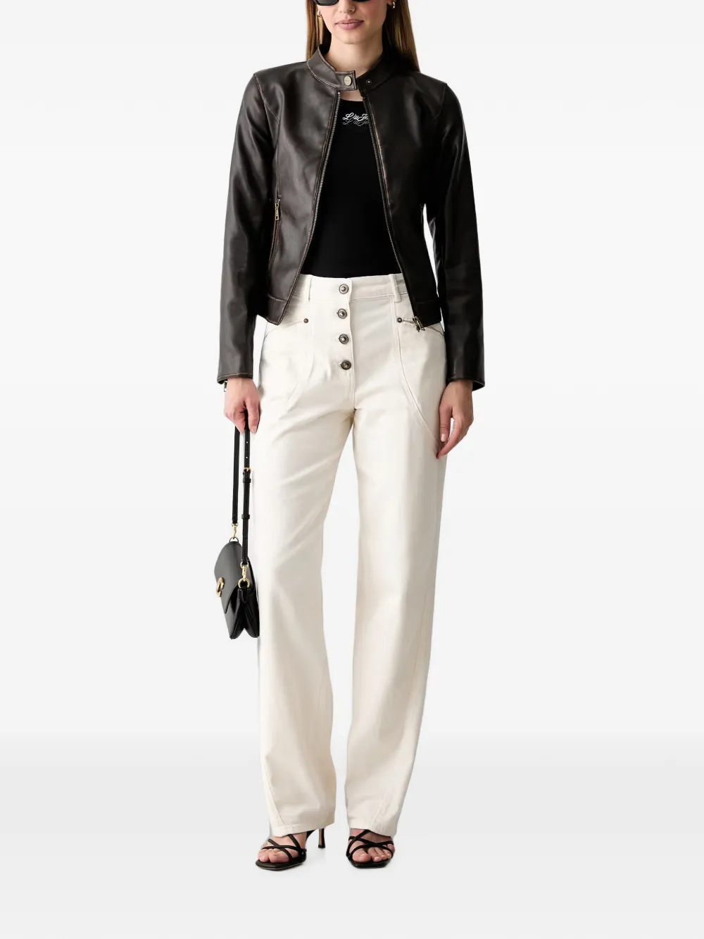 LIU JO Straight jeans met knoopsluiting Beige
