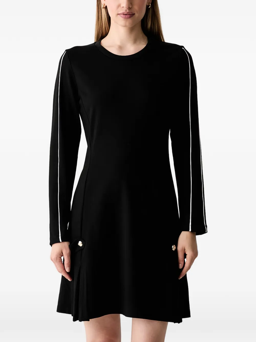 LIU JO side-stripe pleated-detail dress - Nero