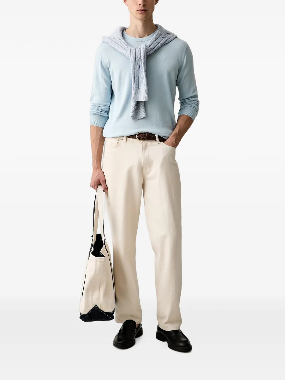Karl Lagerfeld Trui met geborduurd logo Blauw