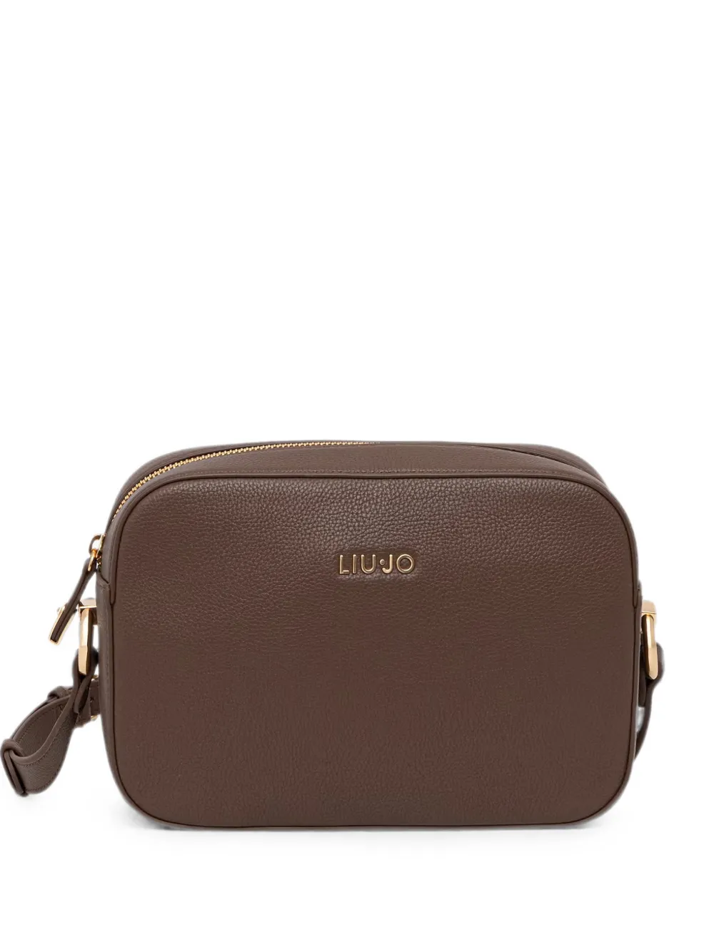 LIU JO logo-plaque pebbled-effect shoulder bag - Marrone