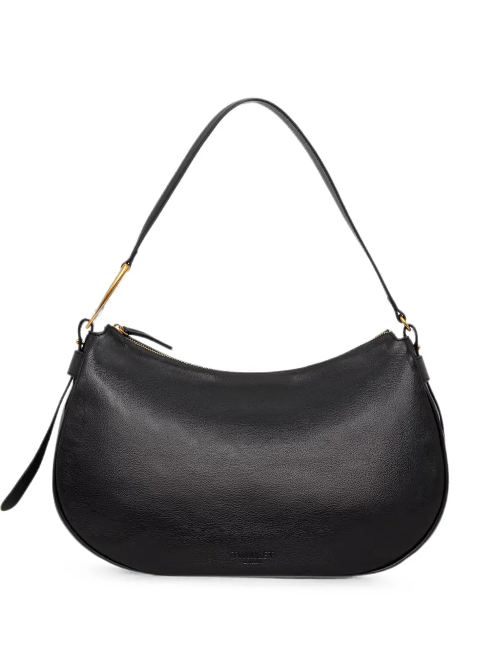TWINSET logo-debossed hardware-detail leather shoulder bag - Nero