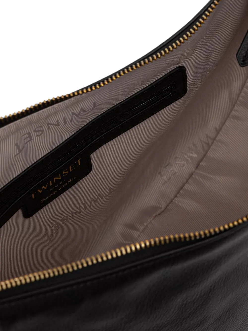 TWINSET Leren schoudertas met logo-reliëf en hardware-detail Zwart