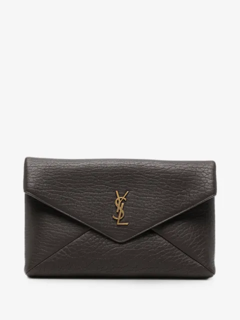 Saint Laurent Cassandre grained-leather clutch bag