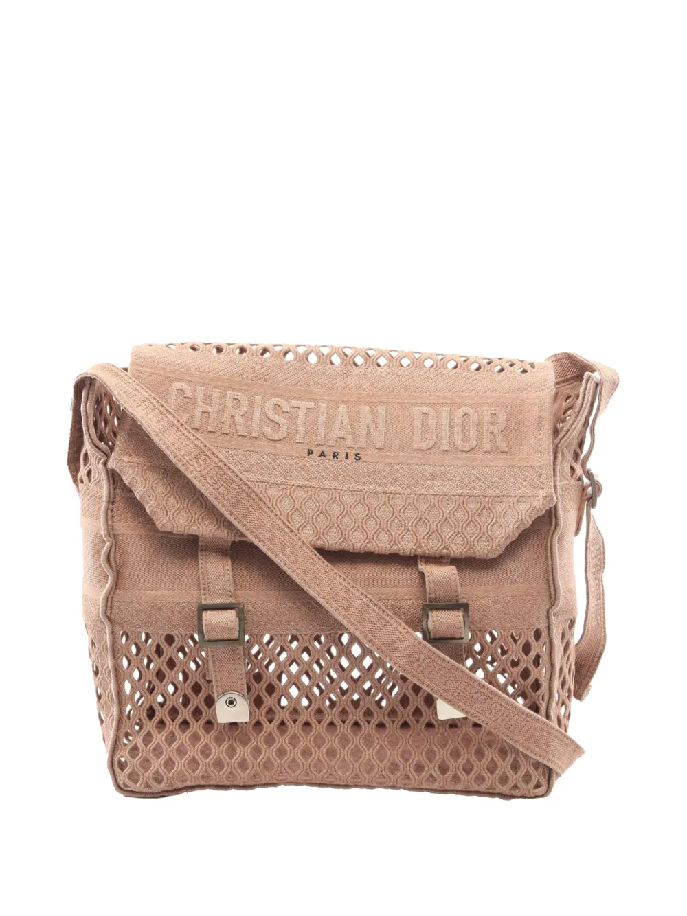 Christian Dior Pre-Owned 2000-2026 Large Embroidered Mesh Canvas Diorcamp Messenger Bag crossbody bag - Brown
