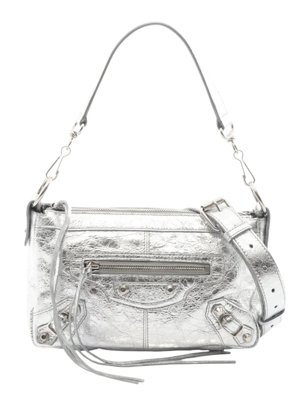 Balenciaga Pre-Owned 2018-2026 Mini Metallic Lambskin Le City Moto Bag satchel - Silber