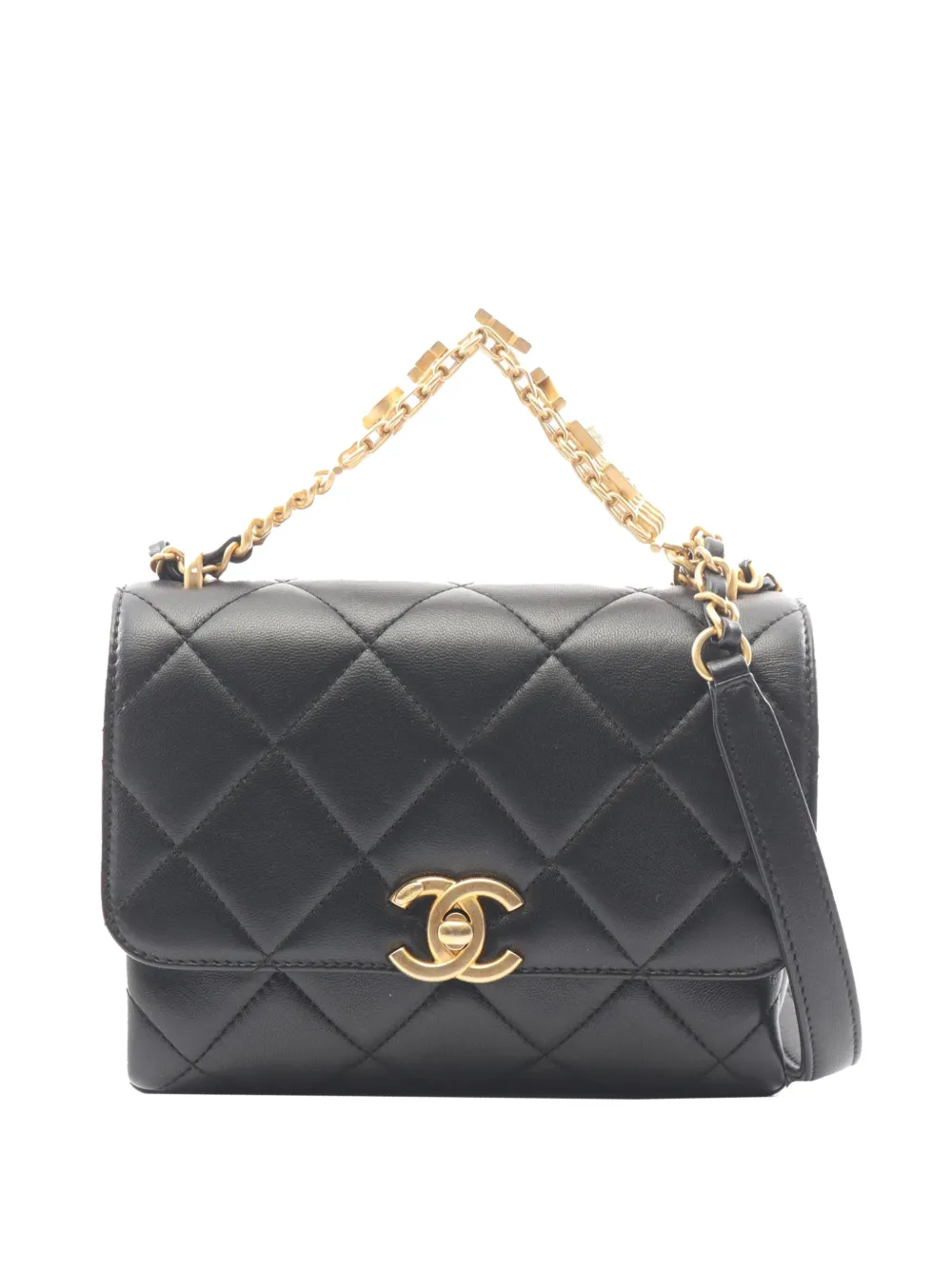 CHANEL Pre-Owned 2021-2026 CC Quilted Lambskin Single Flap satchel - Black
