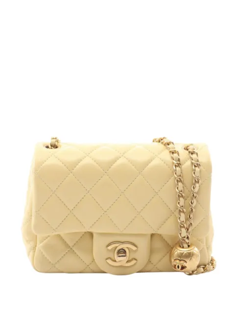 CHANEL Pre-Owned 2020 Mini Square Classic Lambskin Pearl Crush Single Flap crossbody bag