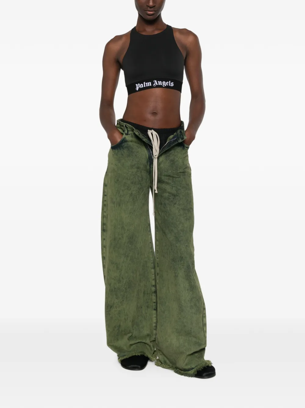 Palm Angels Racerback sporttop met logoband Zwart