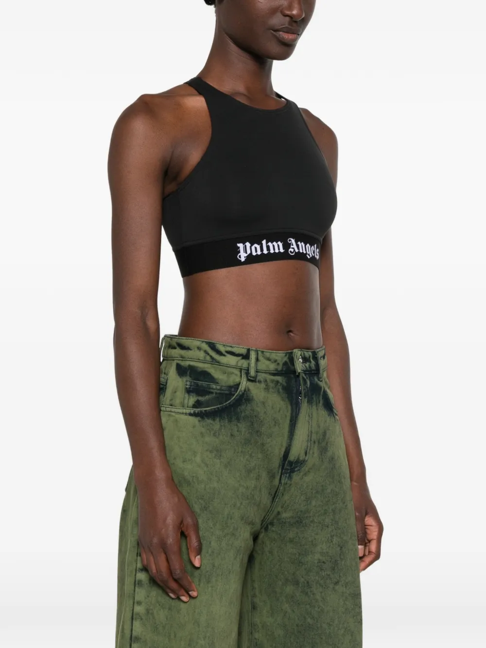 Palm Angels Racerback sporttop met logoband Zwart