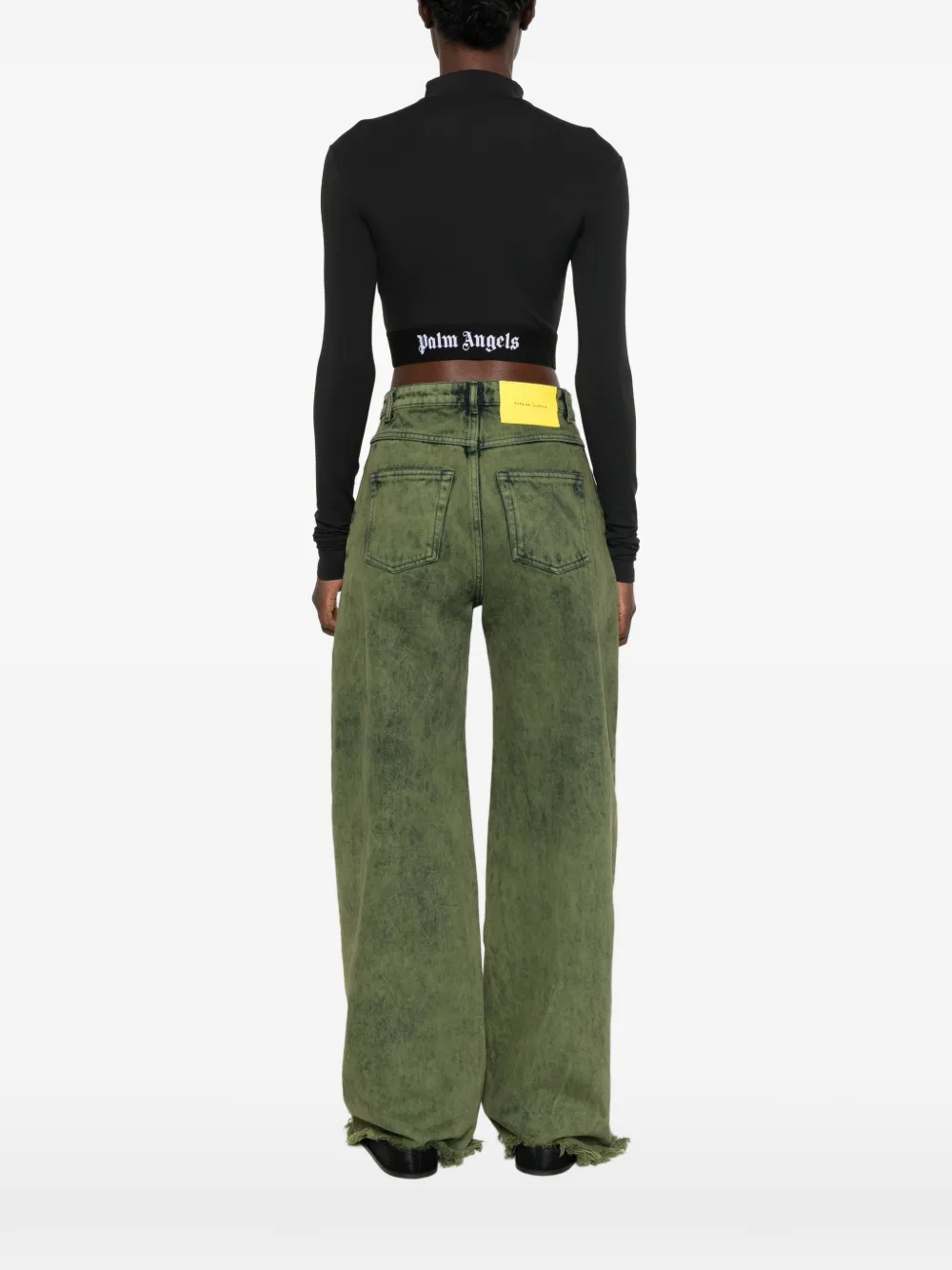 Palm Angels logo-detail cropped top Zwart