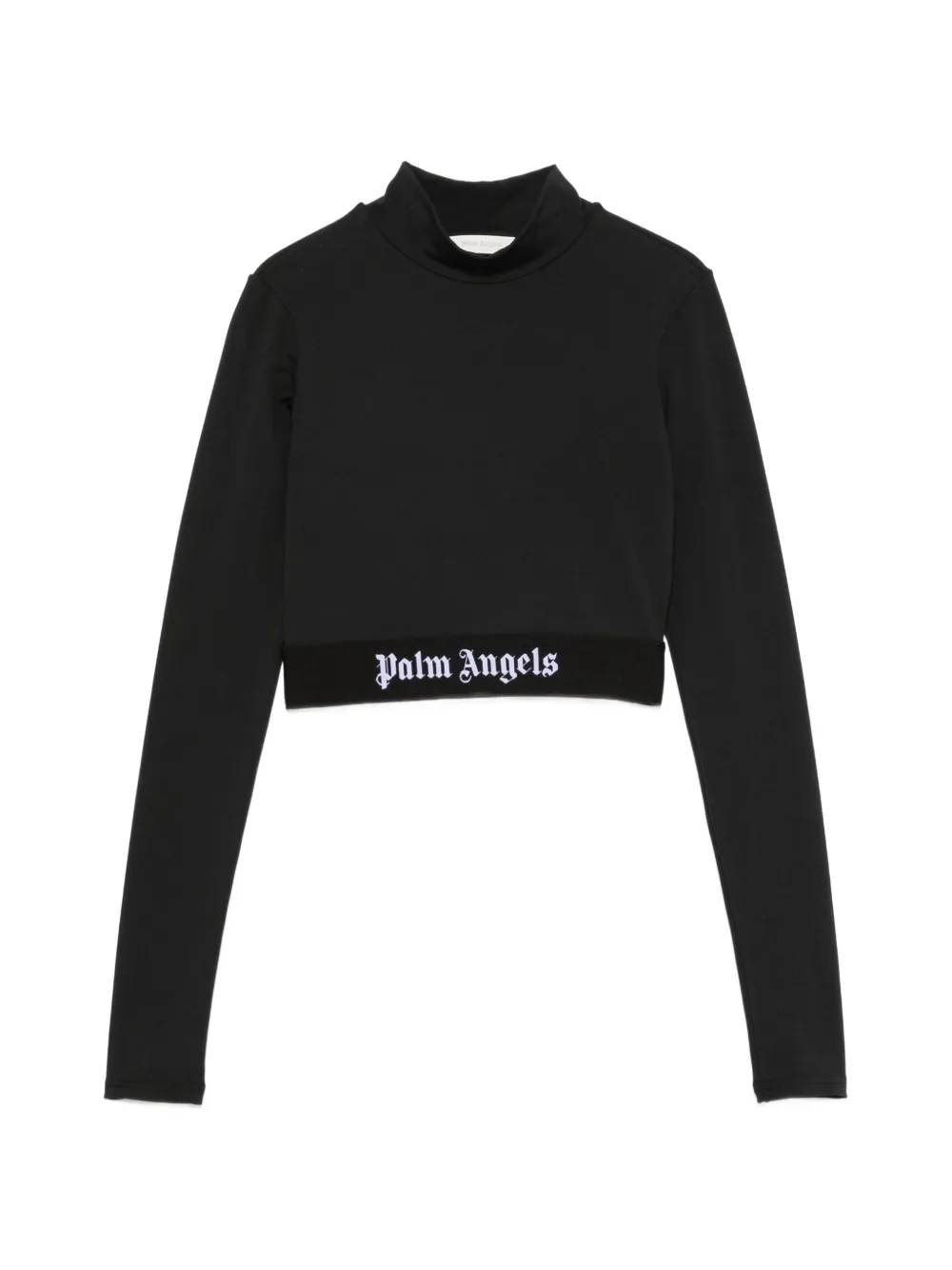 Palm Angels logo-detail cropped top - Nero