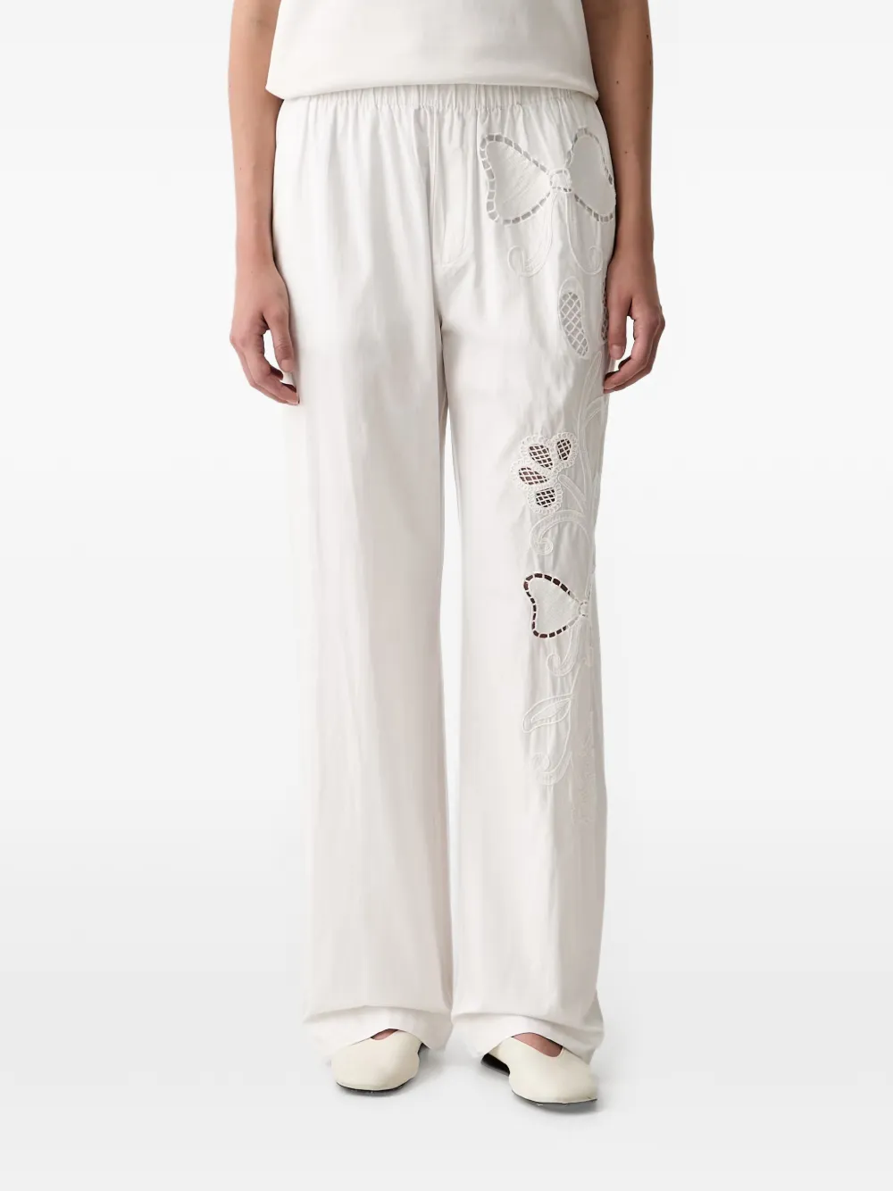 Stine Goya cut-out embroidered trousers - Bianco