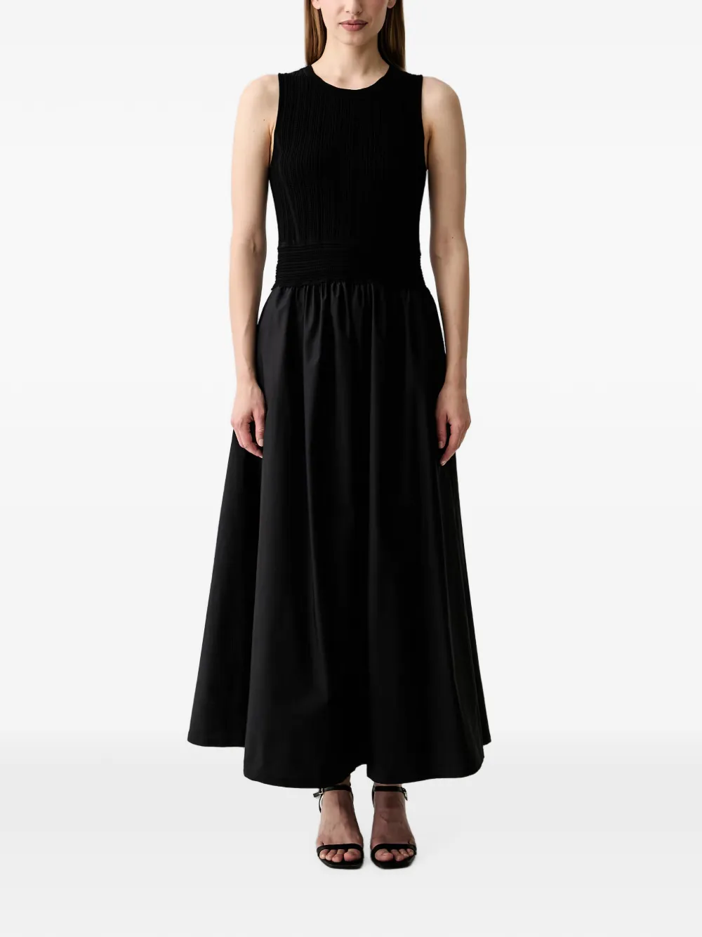 Pedro Del Hierro ribbed-knit smocked midi dress - Nero