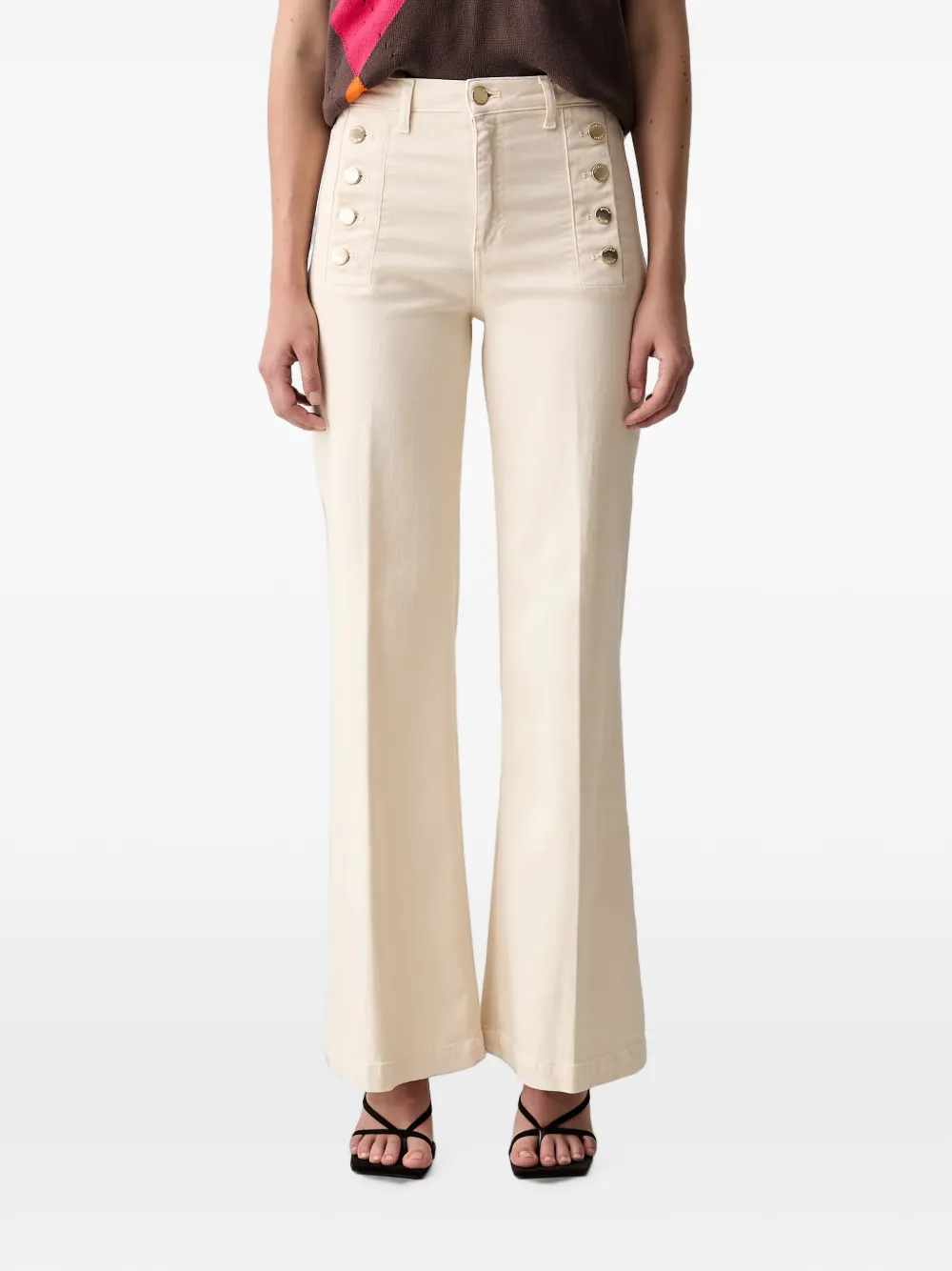 Vicolo Button-embellished Flared Jeans In Multi
