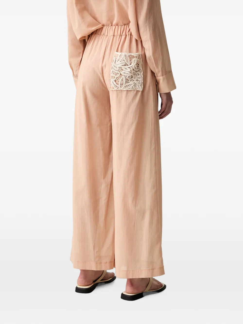 VICOLO Broek met elastische taille en gehaakt detail Roze