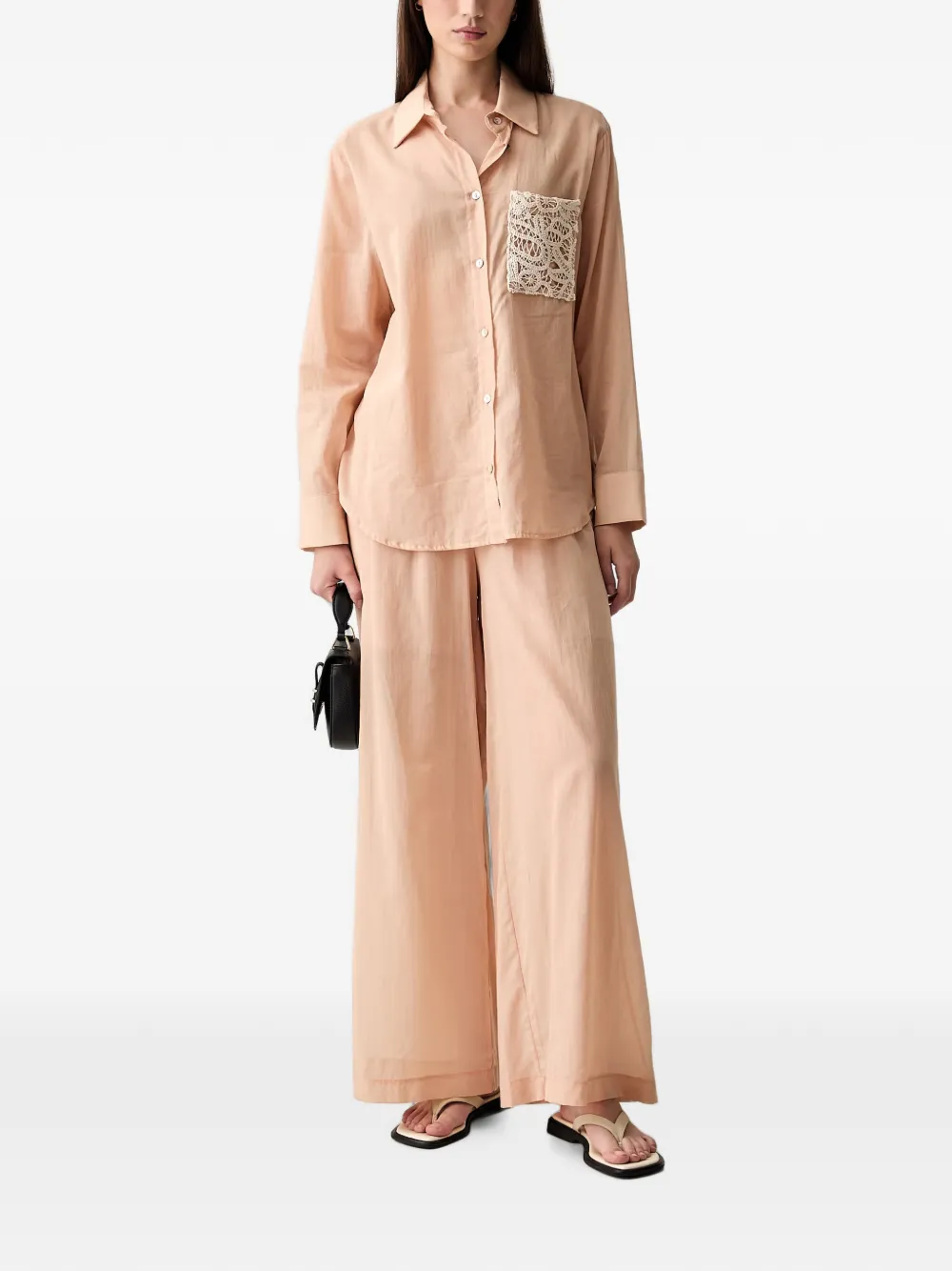 VICOLO Broek met elastische taille en gehaakt detail Roze