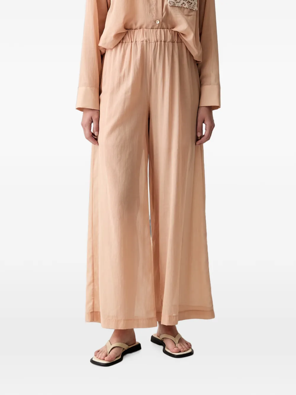 Vicolo Crochet-detail Elasticated-waist Trousers In Neutral