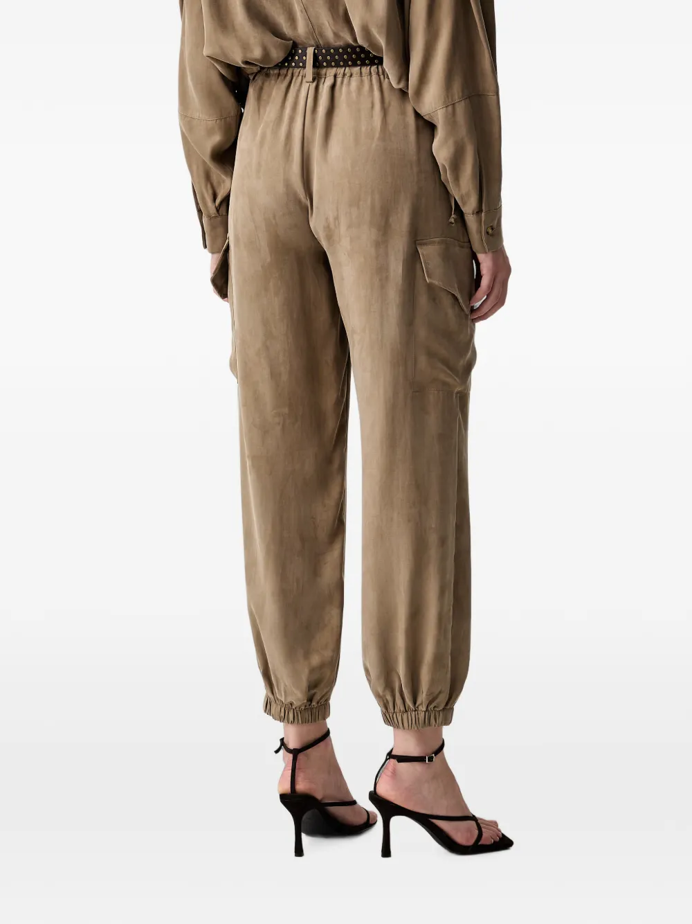 Vicolo Elasticated-ankle Cargo Pants In Brown