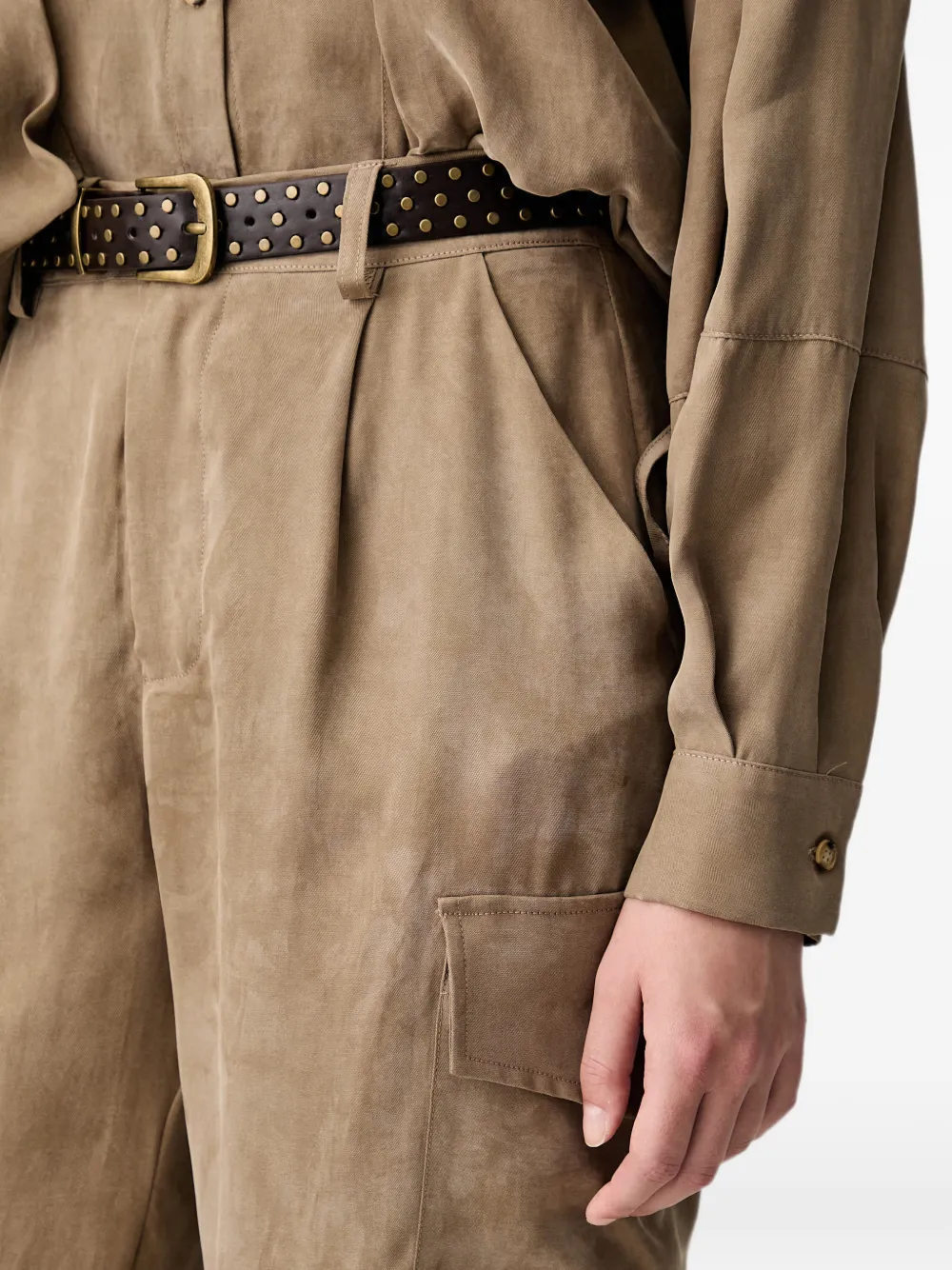 Vicolo Elasticated-ankle Cargo Pants In Brown