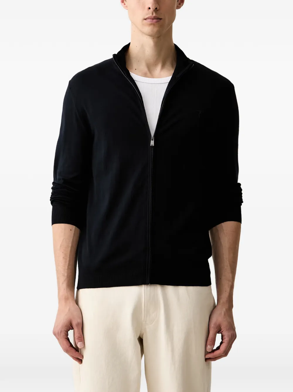 Trussardi zip-up logo-embroidered sweatshirt - Nero