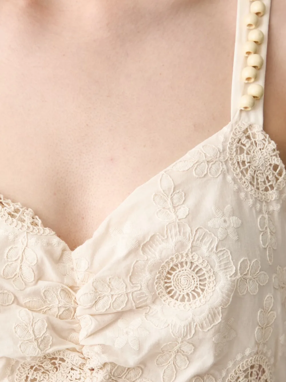 Pedro Del Hierro beaded-strap embroidered maxi dress Beige