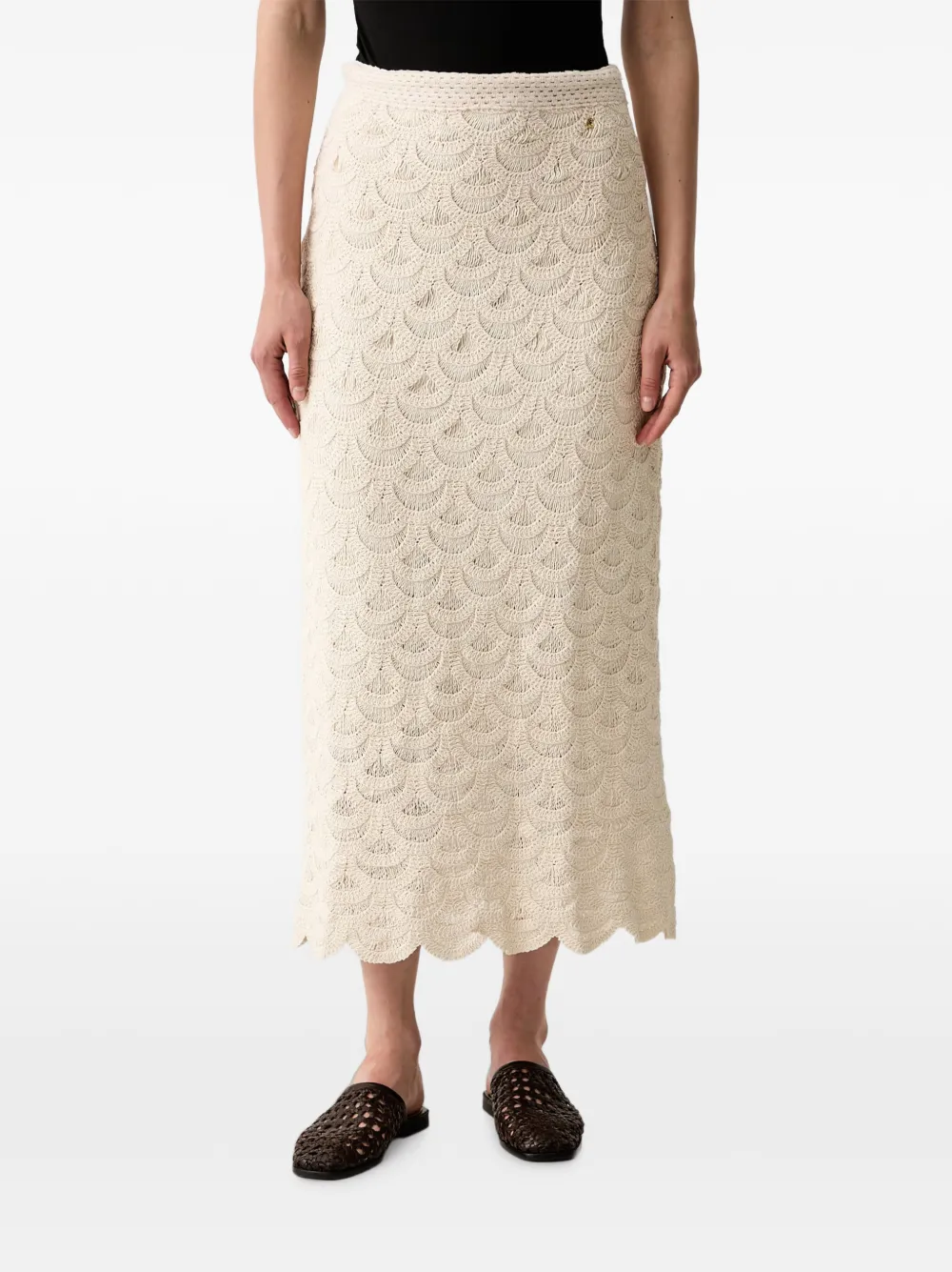 Pedro Del Hierro Pedro del Hierro crochet scalloped maxi skirt - Nude