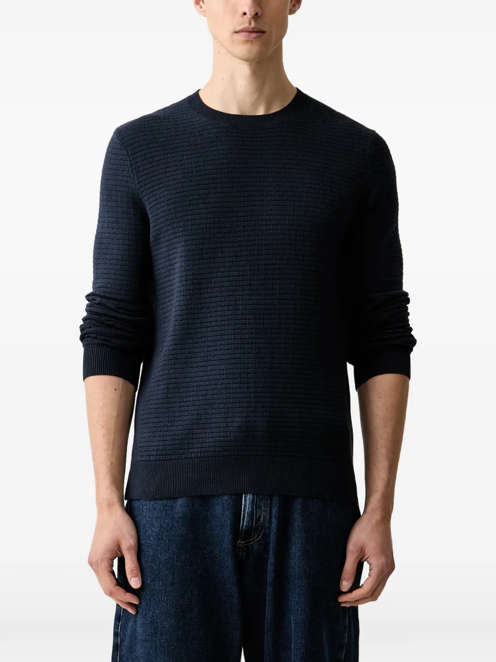 Trussardi waffle-knit crew-neck sweater - Blu